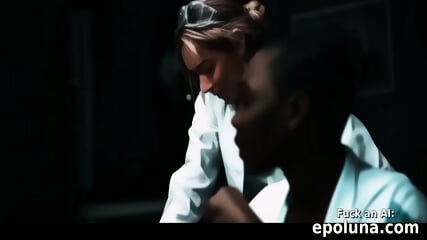 ebony babe with hot latina fucks in laboratory ai generated