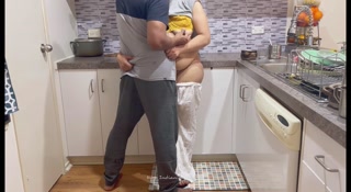 Big Booty Desi Woman Pleasured by Friend's Husband in Kitchen - Loud Kissing and Moaning