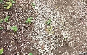 Quickie in the woods with a skinny slut Empera