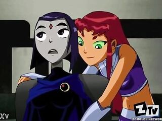Raven and Starfire Making Out