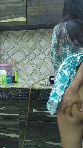 Beautiful Indian Step Mom Pussy and Ass Fucked Hard by Step Son While He Is in Kitchen to Seducing