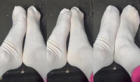White tube socks destroyed his tight hole while he gagged