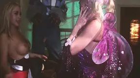 SEX GARDEN Scene-2_Trio of busty blondes in latex lingerie having sex with a man dressed as a werewolf