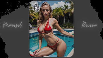 AI-Generated: &quot_Sun-Kissed Beauty&quot_ Stunning Red Bikini Photoshoot by the Pool (Part 4) | Waifu Models #001