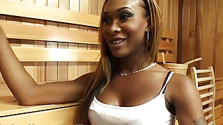 guy seduced ebony trans girl in sauna