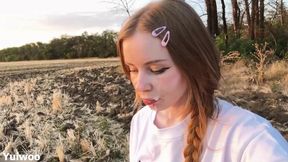 Gentle Blowjob at Sunset From a Beautiful Russian Redhead
