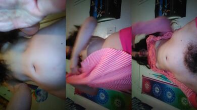Pinkmoonlust bares her hairy pussy in a hot candy striped dress