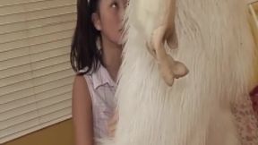 Mature Brunette MILF Rides Furry Toy with Drool