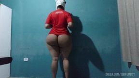 Tranny with a big ass bent over.