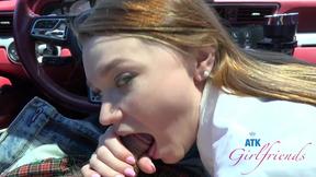 ”Good chick in college girl outfit gives roadhead POV Blowjob car sex Mazy Myers”