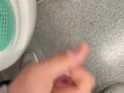 Playing with myself in the public toilets with big cumshot