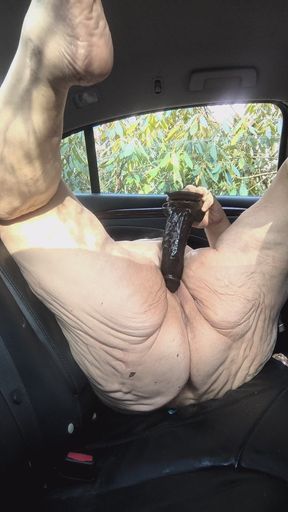 In the Backseat This Fat Slut Beating Her Meat