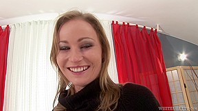 Girl with hairy twat plays with a big ebony rod