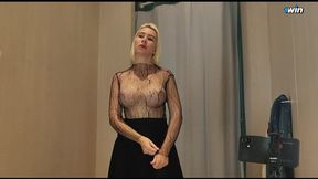 Want to fuck me in the fitting room? Young blonde with big tits shows off
