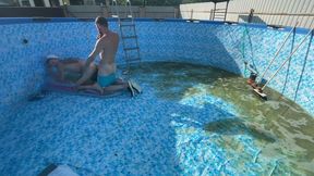 #395 Boss Fucks Guy at the Bottom of the Pool While Neighbors Watch Them