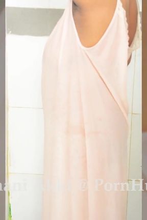 Sri Lankan Bath with Night Dress on Big Boobs and Ass