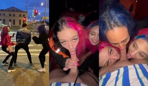 Girls surprised guy and sucked him off on boat