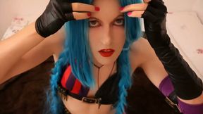 Hot Blue Haired Cosplayer Gets Horny with a Vibrator