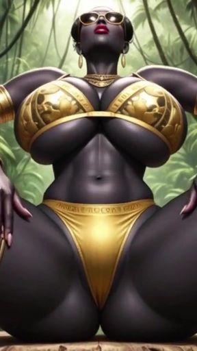African woman sexy pose in jungle with music (Ai animation)   Clip 1