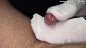 Sweaty &amp; stinky sports socks footjob drain before handjob