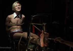 Tickling for Nicky`s feet with oil