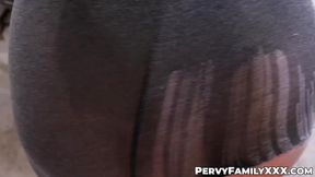 Teen stepniece Arietta Adams is covered with cum for Christmas