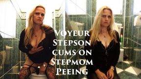 Voyeur Stepson Cums on Stepmom Peeing