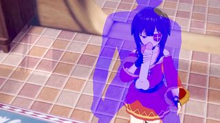 KonoSuba Anime - Megumin Hand Job with creampie into her face - Japanese chinese Manga hentai game porn