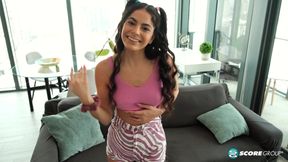 Surprise! Latina Angel has a hairy pussy!