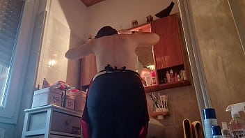 Hair dye with latex fetish apron