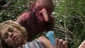 Blonde MILF Rides Horny Goblin's Massive Cock Outdoors