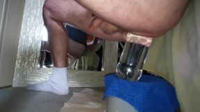 Gay solo stretches massive toy until cum drips thick