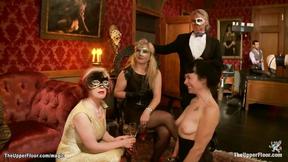 ”Huge boobs MILF banged at group sex”