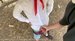 Young friends 18+ fuck in the ass after escaping from lessons
