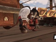 Two monster bulls were fucked by a poor girl on a ship | world warcraft