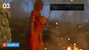 Wicked Island: Tanned cartoon babe fucks in 3D anime game