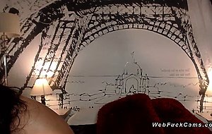 Busty amateur fucks dildo on webcam