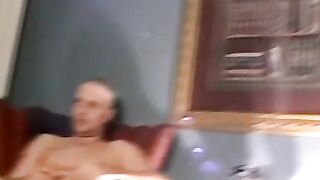 Bald amateur sucked by two mature men and cums in ones mouth