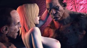 Hot anime girl in stockings gets wild creampie from unexpected guys