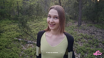 Lusty nymphomaniac in forest gets him to cum in her mouth