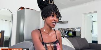 Tight 18yo Ebony Hardcore RAMMED By Big White Cock After Deep Throat