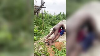 2 phat Africans daddies tear up a young lads outdoor