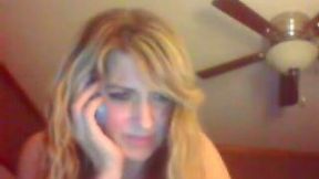 Talking on the phone amateur sexy barber babe masturbated on webcam