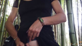 Mia wife takes off panties and masturbates in public park