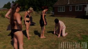 Ballbusted in the garden