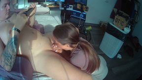 She Smiles, Licks the dick, and Pops It Into Her Cheek