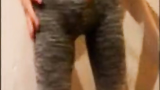 cute sissy in leggings with a bulge 8