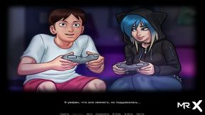 Lovely Teen Anime Girl Rocks Out While Gaming In Summertime SagaAdventure