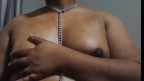 BBW Trans-slut Teases and Oils Herself for You: Nipples and Breasts