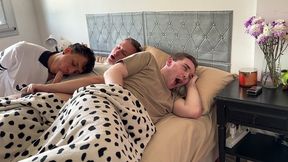 our straight friend caught us fucking right next to him - gay threesome